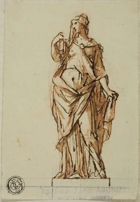 Framed Print : Project for a Statue: Woman Holding Book with Right Hand, n.d. Creators: John Michael Rysbrack, Sir James Thornhill Framed Print : Project for a Statue: Woman Holding Book with Right Hand, n.d. Creators: John Michael Rysbrack, Sir James Thornhill