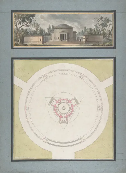 Framed Print : Project for a Temple Dedicated to the Trinity, Elevation and Plan, ca. 1783 Framed Print : Project for a Temple Dedicated to the Trinity, Elevation and Plan, ca. 1783