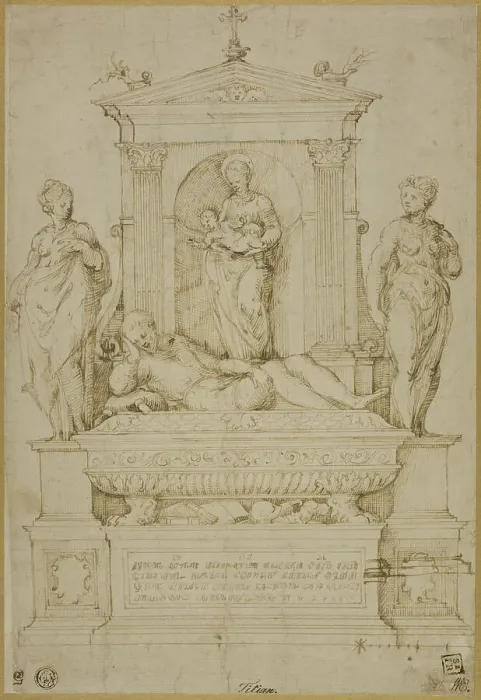 Framed Print : Project for a Tomb, 1537 / 43. Creator: Giulio Campi Framed Print : Project for a Tomb, 1537 / 43. Creator: Giulio Campi