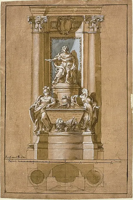Framed Print : Project for the Tomb of James III, the Old Pretender, c.1766. Creator: Pietro Bracci Framed Print : Project for the Tomb of James III, the Old Pretender, c.1766. Creator: Pietro Bracci