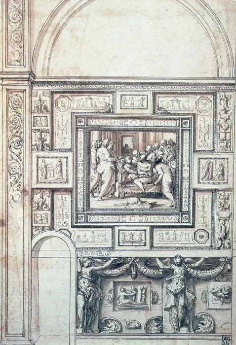 Framed Print : Project for a Wall Decoration of a vault, 16th century. Artist: Perino del Vaga Framed Print : Project for a Wall Decoration of a vault, 16th century. Artist: Perino del Vaga