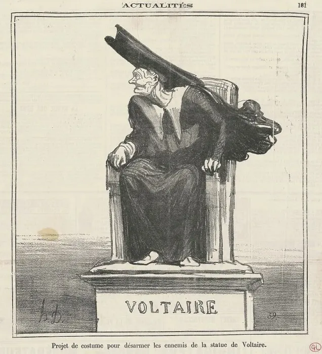 Framed Print : Projet... Pour désarmer les ennemis de... Voltaire, 19th century. Creator: Honore Daumier Framed Print : Projet... Pour désarmer les ennemis de... Voltaire, 19th century. Creator: Honore Daumier