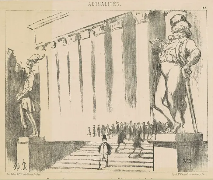 Framed Print : Projet de statues pour orner le Péristile de la Bourse, 19th century. Creator: Honore Daumier Framed Print : Projet de statues pour orner le Péristile de la Bourse, 19th century. Creator: Honore Daumier