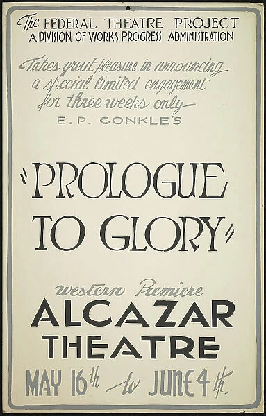 Prologue to Glory, San Francisco, 1938. Creator: Unknown
