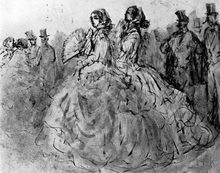 Framed Print : Promenade, 19th century, (1930). Artist: Constantin Guys Framed Print : Promenade, 19th century, (1930). Artist: Constantin Guys