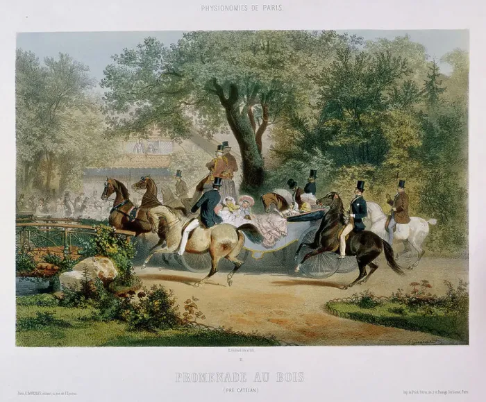 Framed Print : Promenade au bois. (Le Pré Catelan), 1856. Creator: Guérard; Eugène Charles François (1821-1866) Framed Print : Promenade au bois. (Le Pré Catelan), 1856. Creator: Guérard; Eugène Charles François (1821-1866)
