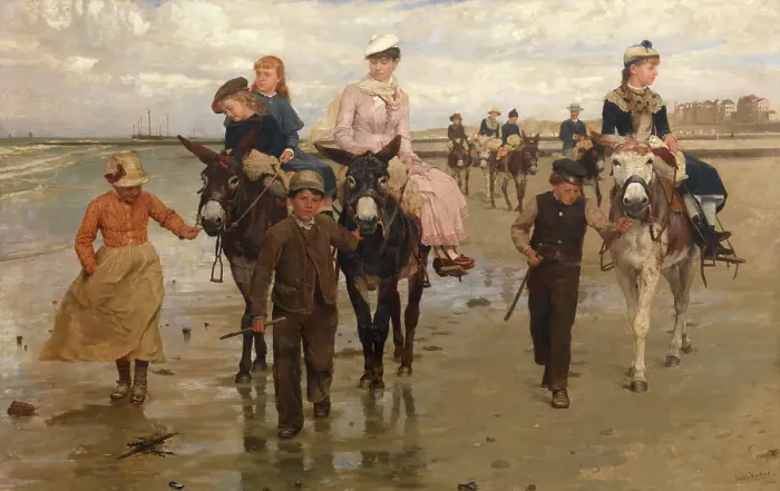 Framed Print : Promenade on the Beach - Heist-aan-Zee, 1884. Creator: Jan Verhas