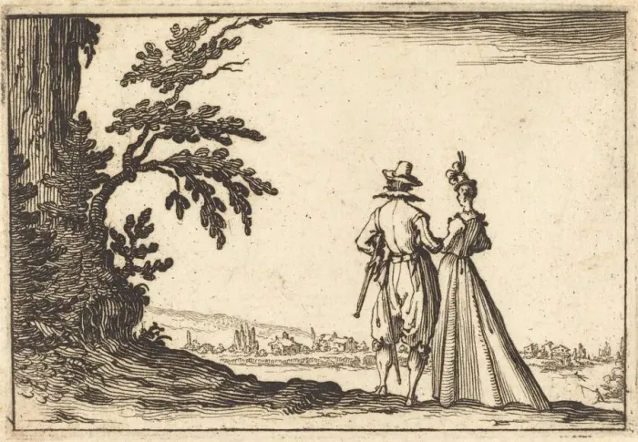 Framed Print : The Promenade, c. 1617. Creator: Jacques Callot Framed Print : The Promenade, c. 1617. Creator: Jacques Callot