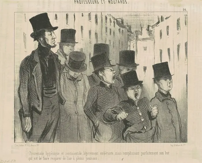Framed Print : Promenade hygiénique et sentimentale... 19th century. Creator: Honore Daumier Framed Print : Promenade hygiénique et sentimentale... 19th century. Creator: Honore Daumier