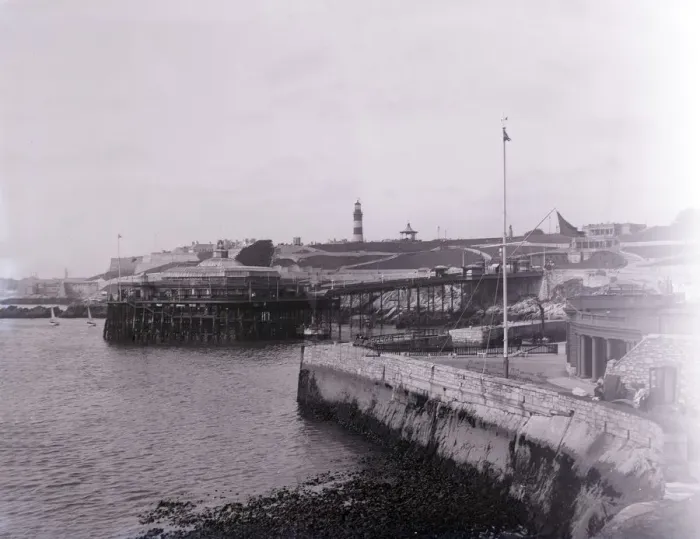 Framed Print : The Promenade Pier at Plymouth in Devon, late 19th-early 20th century. Creator: Unknown Framed Print : The Promenade Pier at Plymouth in Devon, late 19th-early 20th century. Creator: Unknown