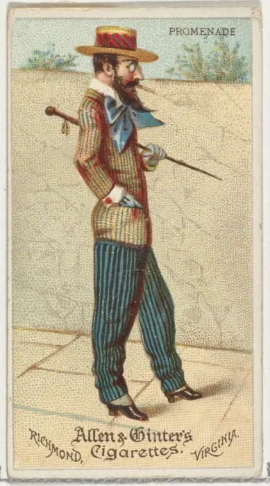 Framed Print : Promenade, from Worlds Dudes series (N31) for Allen & Ginter Cigarettes, 1888 Framed Print : Promenade, from Worlds Dudes series (N31) for Allen & Ginter Cigarettes, 1888