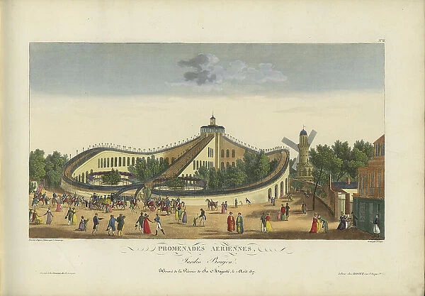 Promenades aériennes, jardin Baujon, honoré de la présence de Sa Majesté le 3 août 1817, 1817-1818. Creator: Courvoisier-Voisin, Henri (1757-1830)