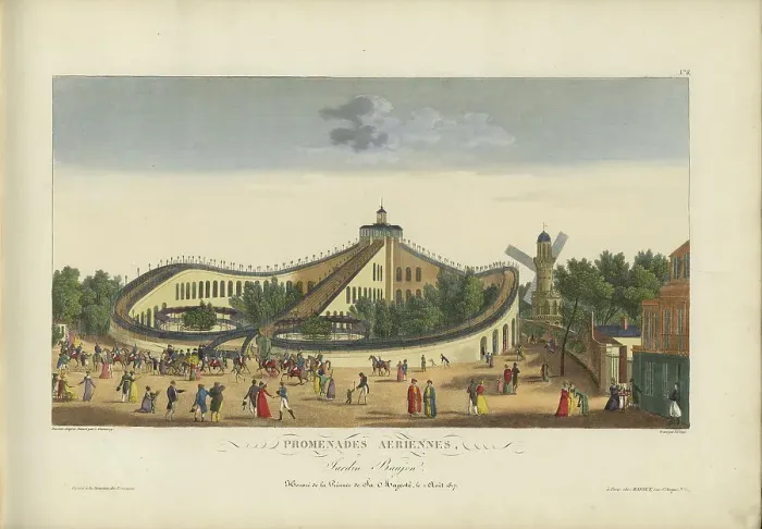 Framed Print : Promenades aériennes, jardin Baujon, honoré de la présence de Sa Majesté le 3 août 1817, 1817-1818. Creator: Courvoisier-Voisin, Henri (1757-1830) Framed Print : Promenades aériennes, jardin Baujon, honoré de la présence de Sa Majesté le 3 août 1817, 1817-1818. Creator: Courvoisier-Voisin, Henri (1757-1830)