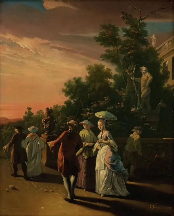 Framed Print : Promenading in a Park, 1764. Creator: Jens Juel Framed Print : Promenading in a Park, 1764. Creator: Jens Juel