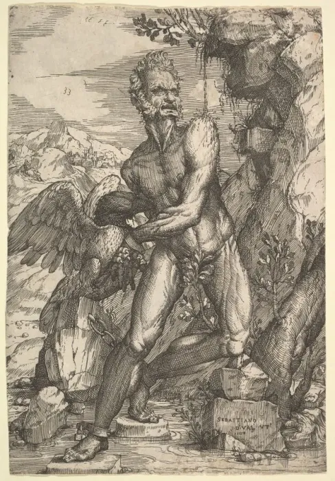 Framed Print : Prometheus, 1558. Creator: Sebastiano de Valentinis Framed Print : Prometheus, 1558. Creator: Sebastiano de Valentinis