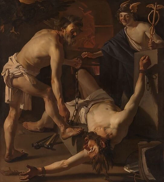 Prometheus Being Chained by Vulcan, 1623. Creator: Dirck van Baburen