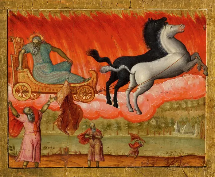 Framed Print : The prophet Elijah and scenes from his life, c.1700. Creator: Bulgarian School Framed Print : The prophet Elijah and scenes from his life, c.1700. Creator: Bulgarian School