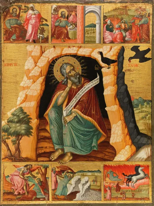 Framed Print : The prophet Elijah and scenes from his life, c.1700. Creator: Bulgarian School