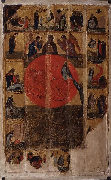 The Prophet Elijah with Scenes from His Life, End of 14th cen Artist: Russian icon