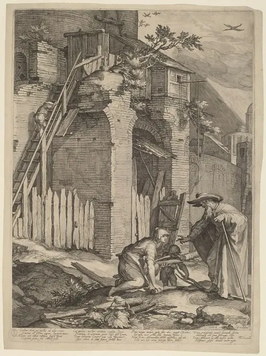 Framed Print : The Prophet Elijah with the Widow of Zarephath, 1604. Creator: Jan Saenredam Framed Print : The Prophet Elijah with the Widow of Zarephath, 1604. Creator: Jan Saenredam