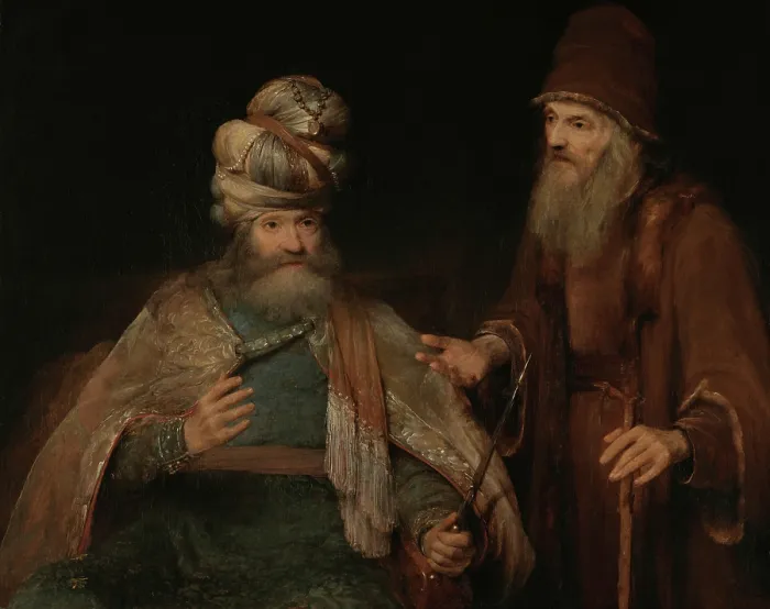 Framed Print : The prophet Nathan admonishes King David. Creator: Gelder, Aert de (1645-1727) Framed Print : The prophet Nathan admonishes King David. Creator: Gelder, Aert de (1645-1727)