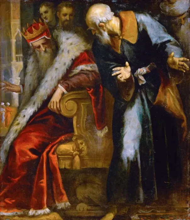 Framed Print : The Prophet Nathan rebukes King David, Early 17th cen Framed Print : The Prophet Nathan rebukes King David, Early 17th cen