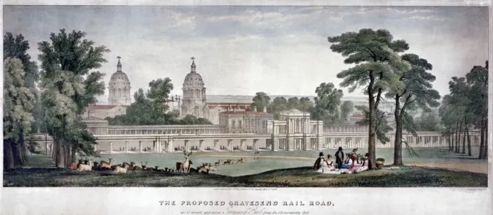 Framed Print : The Proposed Gravesend Railroad, 1835. Artist: Charles Joseph Hullmandel Framed Print : The Proposed Gravesend Railroad, 1835. Artist: Charles Joseph Hullmandel