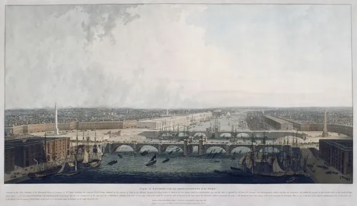 Framed Print : Proposed London Bridge, London, 1802. Artist Framed Print : Proposed London Bridge, London, 1802. Artist