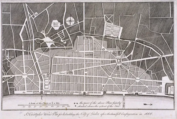 Framed Print : Proposed plan for the rebuilding of the City of London after the Great Fire in 1666 Framed Print : Proposed plan for the rebuilding of the City of London after the Great Fire in 1666