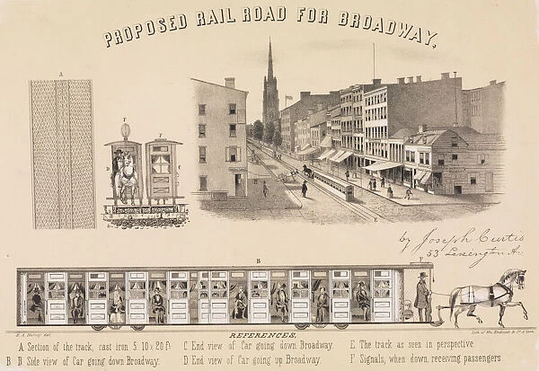 Proposed Rail Road for Broadway, 1848. Creator: William Endicott & Co