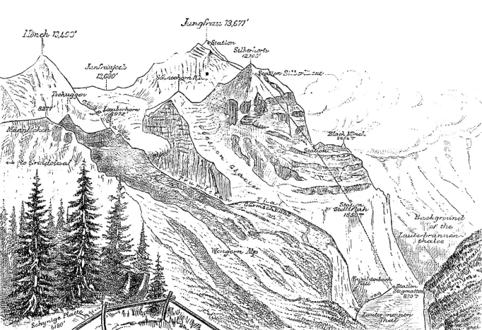 Framed Print : The proposed railway up the Jungfrau, Switzerland, 1890. Creator: Unknown Framed Print : The proposed railway up the Jungfrau, Switzerland, 1890. Creator: Unknown
