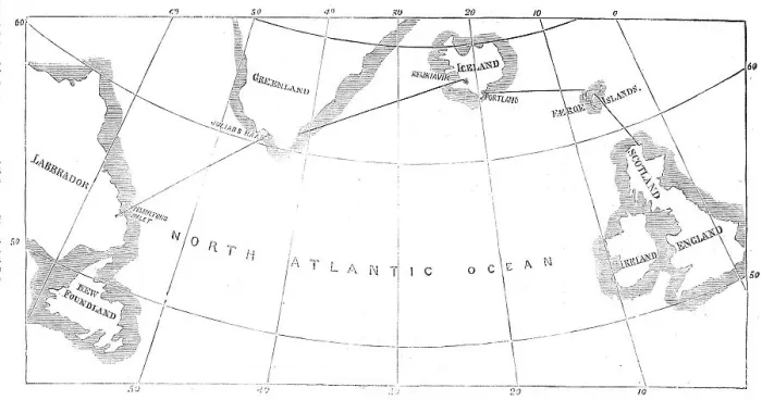 Framed Print : Proposed route of the North Atlantic Telegraph, 1860. Creator: Unknown Framed Print : Proposed route of the North Atlantic Telegraph, 1860. Creator: Unknown