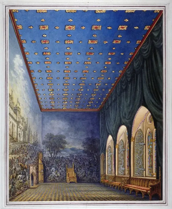 Framed Print : Proposed scheme for redecorating the Painted Chamber, Old Palace of Westminster, London, c1817(?) Framed Print : Proposed scheme for redecorating the Painted Chamber, Old Palace of Westminster, London, c1817(?)