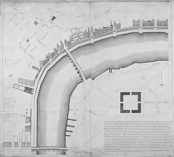 Proposed Thames embankment, London, 1760. Artist