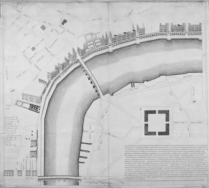 Framed Print : Proposed Thames embankment, London, 1760. Artist Framed Print : Proposed Thames embankment, London, 1760. Artist