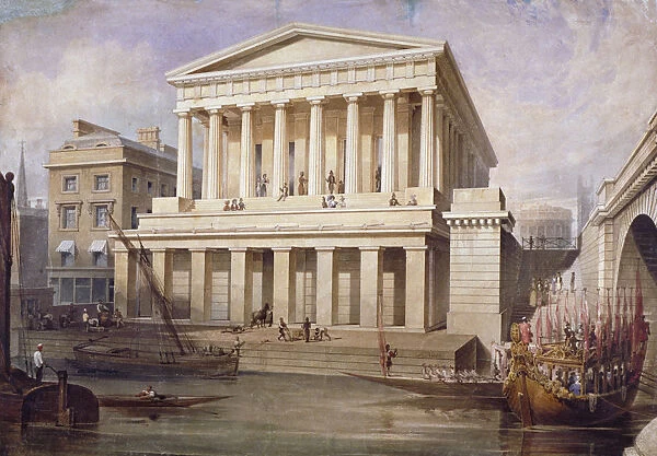 Proposed view of Fishmongers Hall near London Bridge, City of London, c1830. Artist