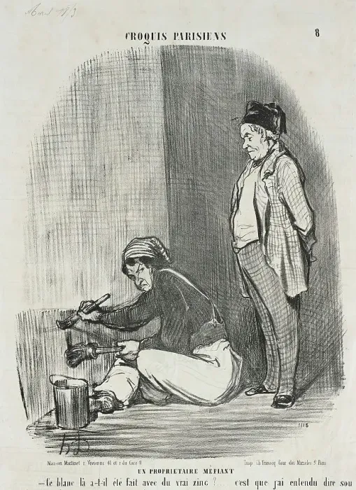 Framed Print : Un Propriétaire méfiant, 1853. Creator: Honore Daumier Framed Print : Un Propriétaire méfiant, 1853. Creator: Honore Daumier