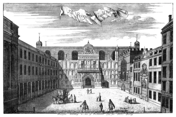 Framed Print : Prospect of Guildhall, City of London, 1755 (1886). Artist: William Griggs Framed Print : Prospect of Guildhall, City of London, 1755 (1886). Artist: William Griggs