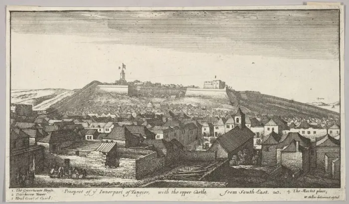 Framed Print : Prospect of the inner part of Tangier, with the upper Castle, from South-East, 1669-73 Framed Print : Prospect of the inner part of Tangier, with the upper Castle, from South-East, 1669-73
