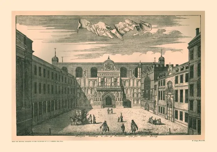 Framed Print : Prospect of the London Guild Hall, 1755, (1886) Framed Print : Prospect of the London Guild Hall, 1755, (1886)
