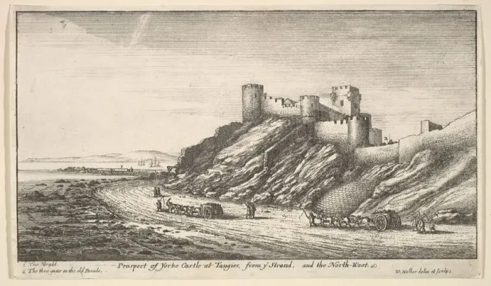Framed Print : Prospect of Yorke Castle at Tangier, from ye Strand, and the North-West, 1669-73 Framed Print : Prospect of Yorke Castle at Tangier, from ye Strand, and the North-West, 1669-73