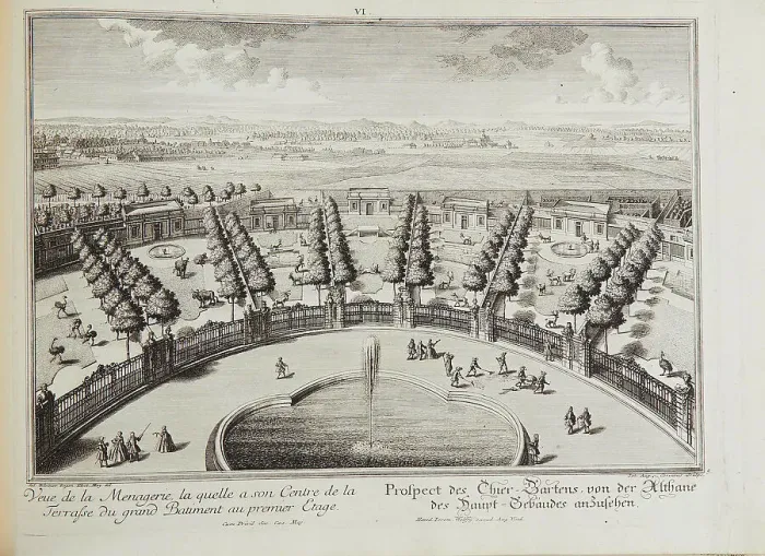 Framed Print : Prospect of the Zoo, 1731. Creator: Kleiner; Salomon (1700-1761) Framed Print : Prospect of the Zoo, 1731. Creator: Kleiner; Salomon (1700-1761)