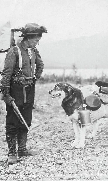 Prospector and dog ready for the summer trail, between c1900 and c1930. Creator: Unknown