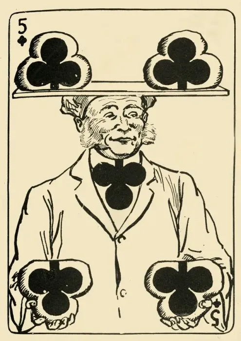 Framed Print : The Prosperous Baker on the five of clubs, 1910. Creator: A Hogg Framed Print : The Prosperous Baker on the five of clubs, 1910. Creator: A Hogg
