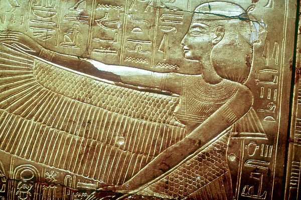 Protective goddess on the golden canopic shrine, Tomb of Tutankhamun, Cairo
