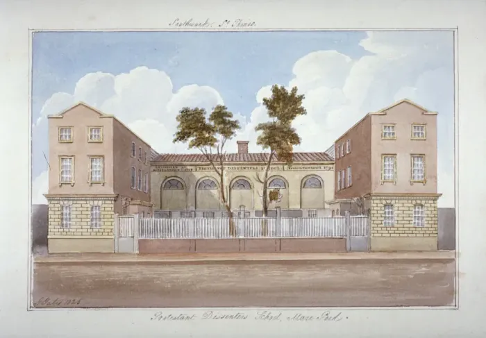 Framed Print : The Protestant Dissenters School, Maze Pond, Bermondsey, London, 1825. Artist: G Yates Framed Print : The Protestant Dissenters School, Maze Pond, Bermondsey, London, 1825. Artist: G Yates