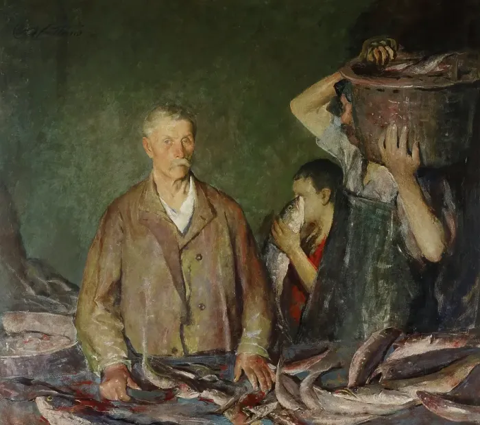 Framed Print : Provincetown Fisherman (Cleaning Fish), about 1912. Creator: Charles Webster Hawthorne Framed Print : Provincetown Fisherman (Cleaning Fish), about 1912. Creator: Charles Webster Hawthorne
