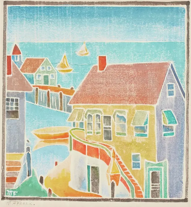 Framed Print : Provincetown Houses, about 1920. Creator: Mary Alice Frack Framed Print : Provincetown Houses, about 1920. Creator: Mary Alice Frack