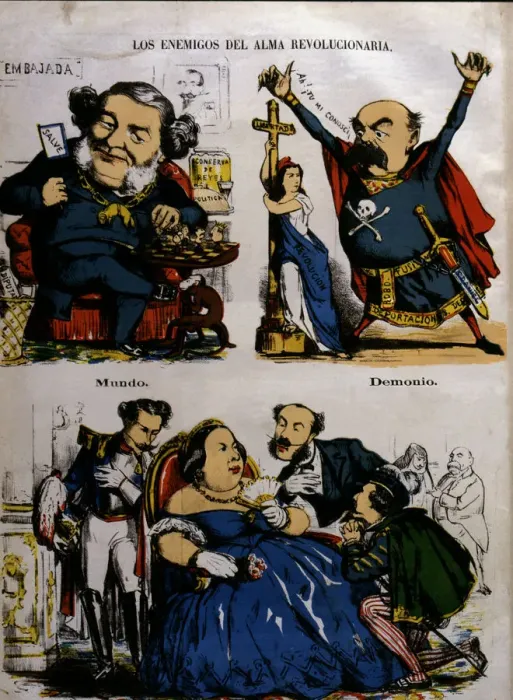 Framed Print : Provisional Government 1869 - 1870, political cartoon with the characters: S. Olozaga, L Framed Print : Provisional Government 1869 - 1870, political cartoon with the characters: S. Olozaga, L