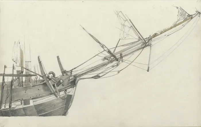 Framed Print : Prow of a sailing ship, 1797-1838. Creator: Johannes Christiaan Schotel Framed Print : Prow of a sailing ship, 1797-1838. Creator: Johannes Christiaan Schotel